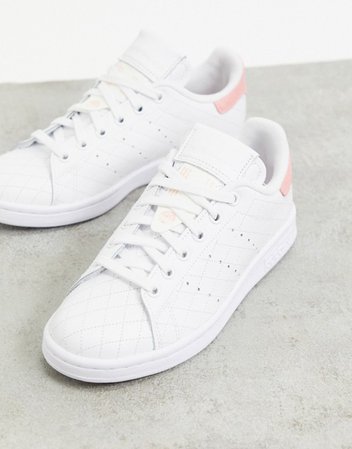 adidas Originals quilted Stan Smith sneakers in white and pink | ASOS