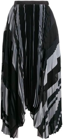 striped print pleated skirt