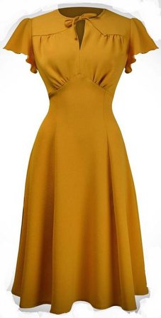 mustard retro dress