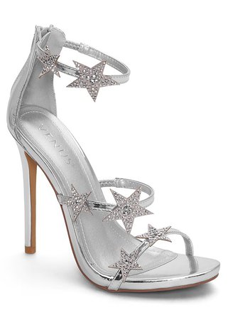 Star Detail Heels in Silver | VENUS
