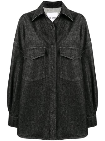 Shop black The Attico oversize denim shirt with Express Delivery - Farfetch