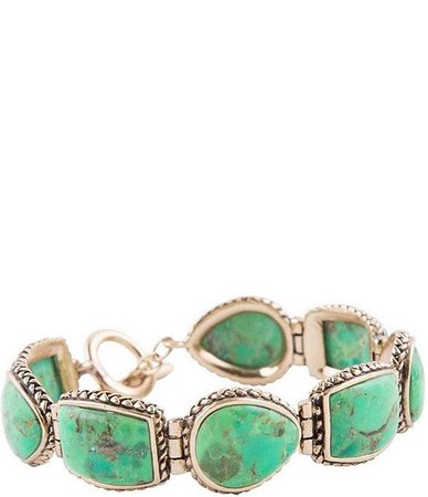Barse Bronze and Lime Turquoise Toggle Line Bracelet