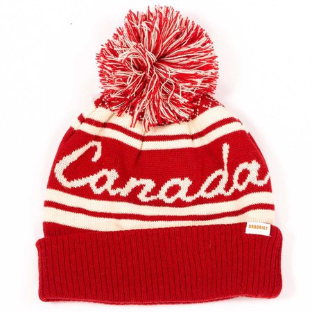 Adults Red & White Knit Canada Toque - RetroFestive.ca