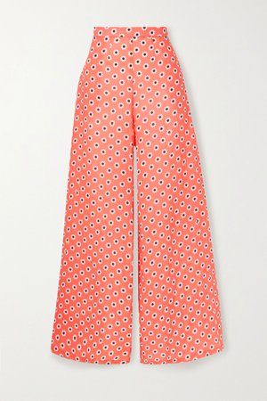 Coral Pamela floral-print linen wide-leg pants | Miguelina | NET-A-PORTER