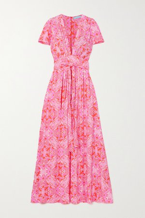 Pink Lou belted floral-print voile maxi dress | Melissa Odabash | NET-A-PORTER