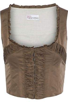 Cropped Ruched Shell Bustier Top