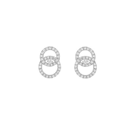 Interlinking Hoop Diamond Stud Earrings in White Gold - Kiki McDonough