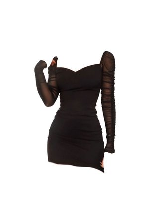 chiffon black long sleeve dress