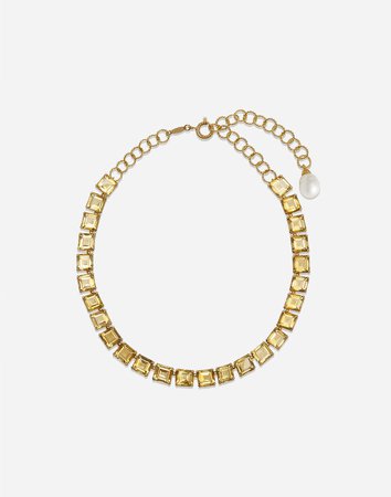 Women's Jewellery | Dolce&Gabbana - ANNA NECKLACE IN YELLOW GOLD WITH CITRINE QUARTZES