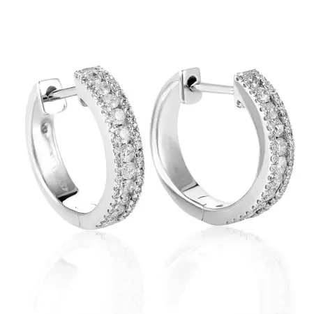 LB Exclusive 14K White Gold Diamond Hoop Earrings For Sale at 1stDibs
