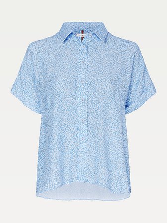 Viscose Floral Print Short Sleeve Shirt | BLUE | Tommy Hilfiger