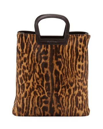 Ralph Lauren Ocelot Leopard-Print Calf Hair Horseshoe Tote Bag