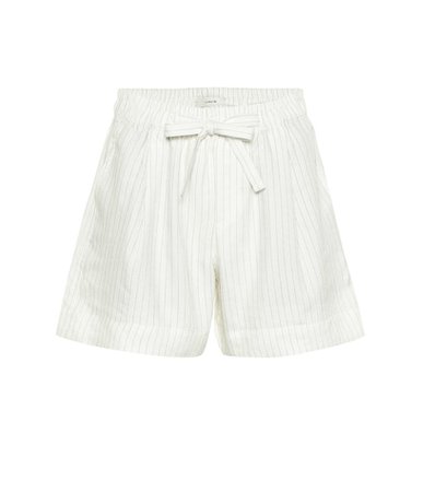 Striped linen-blend shorts