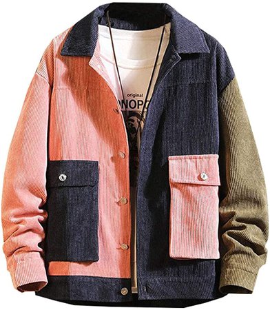 LifeHe Men's Casual Patchwork Corduroy Jacket Coat : Clothing, Shoes & Jewelry
