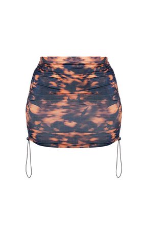 *clipped by @luci-her* Navy Tie Dye Ruched Side Toggle Mini Skirt | PrettyLittleThing USA
