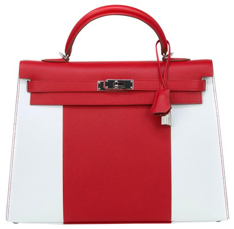 Hermes Limited Edition Kelly 35cm Sellier Flag Bag with Palladium Hardware For Sale at 1stdibs