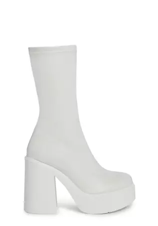 Vegan Leather Ankle Boots - White – Dolls Kill