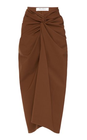 Tacito Knotted Cotton-Crepe Midi Skirt by Max Mara | Moda Operandi