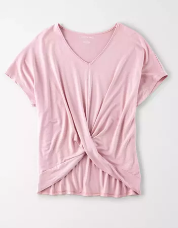 AE Twist Front T-Shirt pink