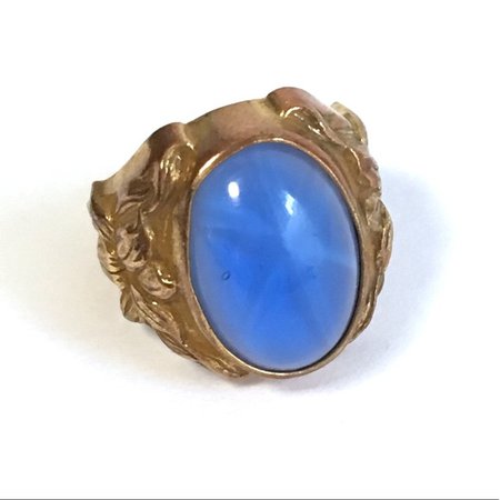 Vintage Jewelry | Vintage Art Nouveau Blue Stone Ring Gold Tone | Poshmark