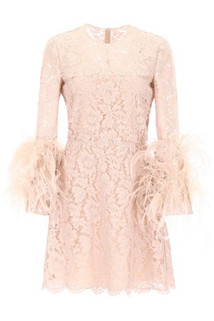 Valentino Lace Dress With Feathers