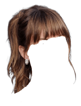brown hair ponytail with bangs highlight