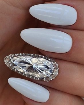 White Glossy Nail w/ “Diamond” look