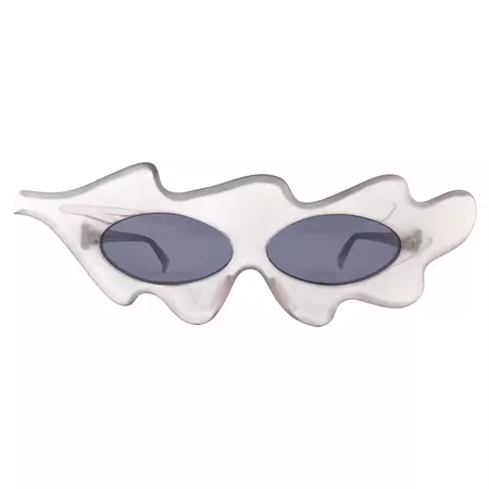 New Vintage Alain Mikli Light Grey Made in France Sunglasses 1980''s For Sale at 1stDibs