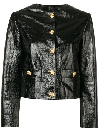 Gucci Textured Leather Jacket 572194XNADA Black | Farfetch