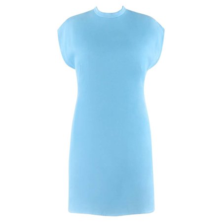 BALENCIAGA c.2015 Sky Blue Band Collar Drop Shoulder Shift Dress For Sale at 1stDibs