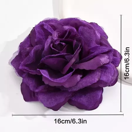 1pc Violet Satin Chiffon Big Fabric Rose Flower Glamorous Elegant Brooch For Wedding Banquet Party Show Jewelry | SHEIN USA