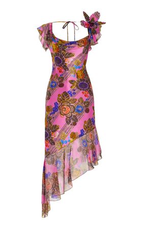 Ruffled Silk Chiffon Midi Dress By Rodarte | Moda Operandi