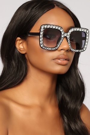Next Level Rhinestone Sunglasses - Black