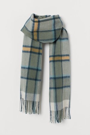 Sciarpa in lana a quadri - Verde kaki/quadri - DONNA | H&M IT