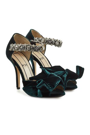 Velvet Sandals with Embellished Straps Gr. EU 39