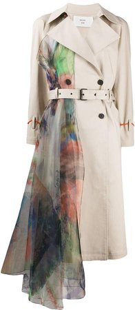 Quetsche floral-panel trench coat