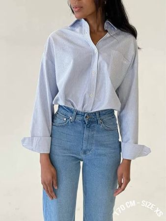 IN'VOLAND Womens Plus Size Button Down Shirt Classic Long Sleeve Button Front Shirt Women Casual Cotton Blouse 16-28W at Amazon Women’s Clothing store