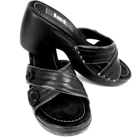 Vintage lei Black Chunky Heel Slip In Sandal Clog Shoe 7 1/2 | eBay