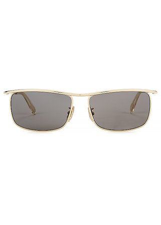 CELINE Eyewear Gold-tone rectangular-frame sunglasses - Harvey Nichols