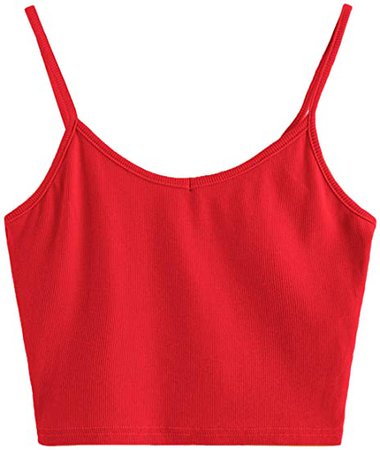 SheIn Women's Casual V Neck Sleeveless Ribbed Knit Cami Crop Top at Amazon Women’s Clothing store