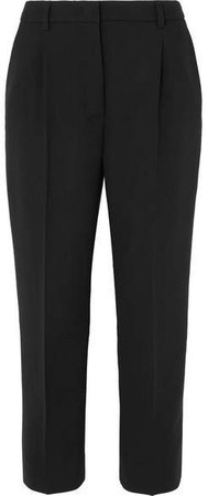 Cropped Stretch-wool Straight-leg Pants - Black