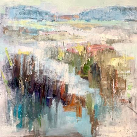 Allison Chambers - New Tide by Allison Chambers, Large Framed Impressionist Oil on Canvas Painting For Sale at 1stDibs