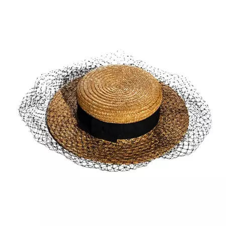 Vivienne Westwood veiled raffia boater hat, ss 1988 For Sale at 1stDibs | vivienne westwood fitted hat, vivienne westwood straw hat, vivienne westwood horn tiara dupe