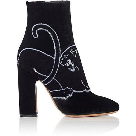 Valentino Garavani Women's Panther-Appliqué Velvet Ankle Boots ($1,445)