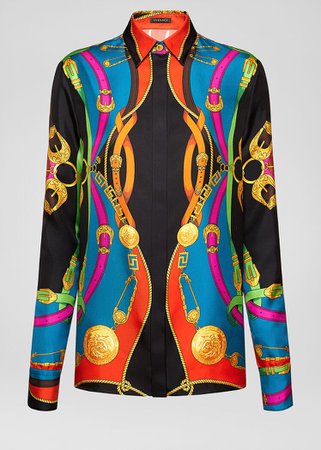 Versace Barocco Rodeo Print Silk Shirt for Women | UK Online Store