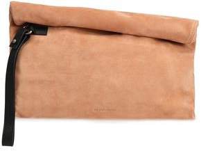 Leather-trimmed Suede Clutch