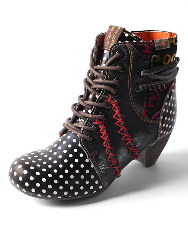 TMA EYES Black Polka Dot Leather Boot - Women | Best Price and Reviews | Zulily