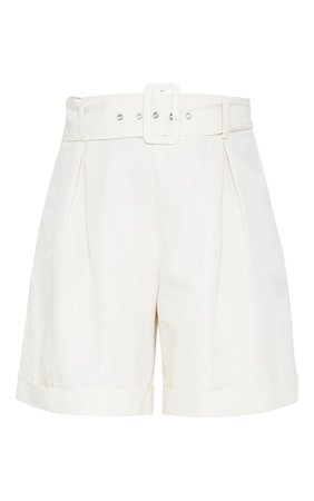 White Tailored Belt Detail Shorts | Co-Ords | PrettyLittleThing