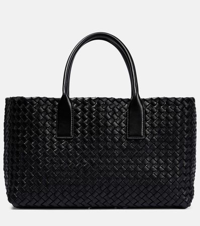 Cabat Small Leather Tote Bag in Black - Bottega Veneta | Mytheresa