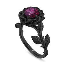 black and purple flower ring
